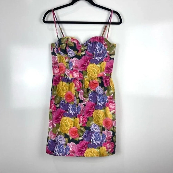 NEW Topshop Floral Print Sleeveless Corset Mini Dress Women's Size US 8 - Picture 1 of 11